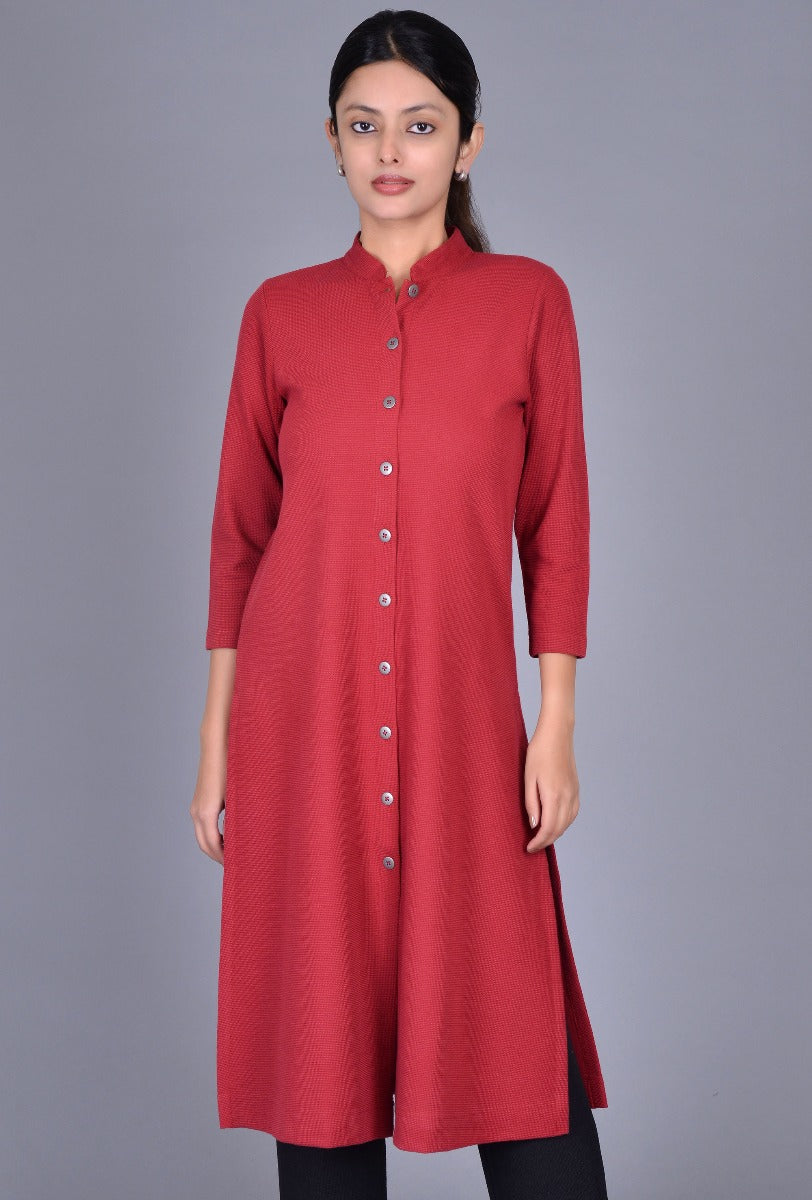Front Open Knit Kurta