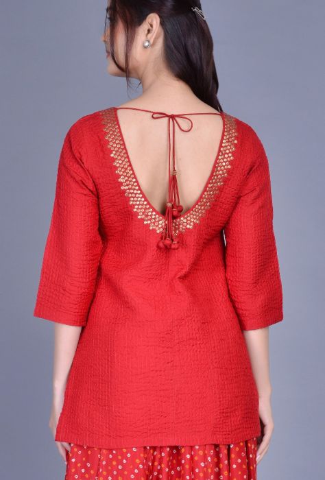 Silk Bandhani Skirt with Blouse