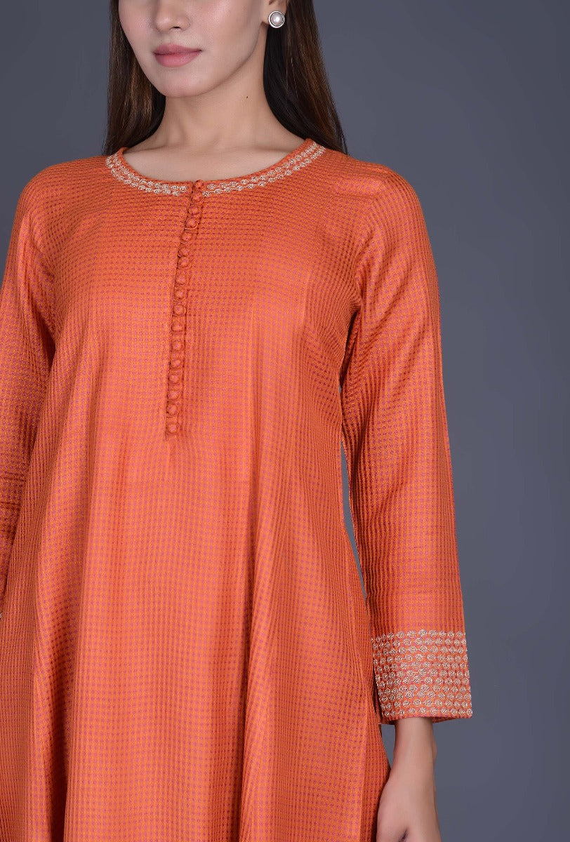Orange Silk Kurta