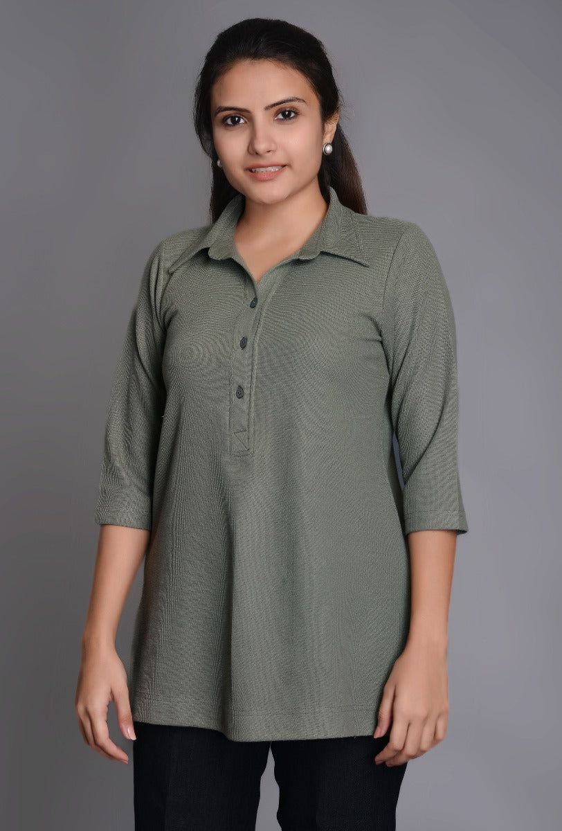 Knit Three Button T-Shirt