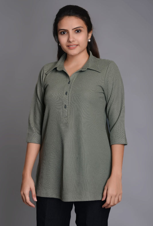 Knit Three Button T-Shirt