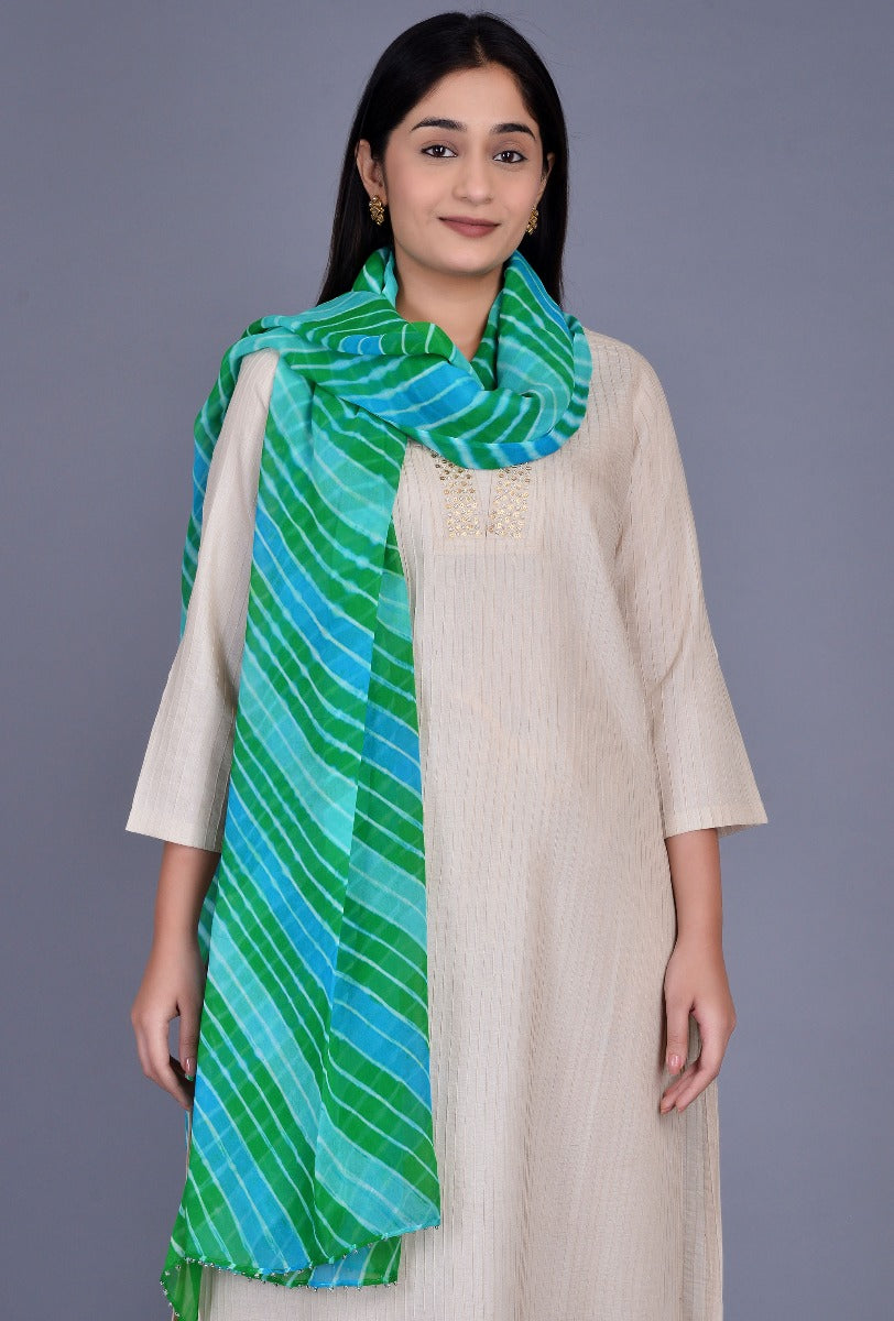 Green Blue Leheriya Dupatta