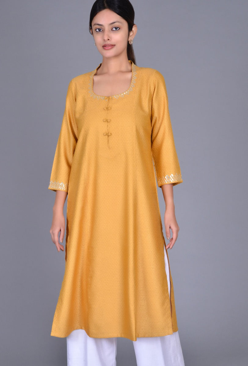 Silk Scoop Neck Kurta