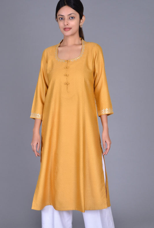 Silk Scoop Neck Kurta