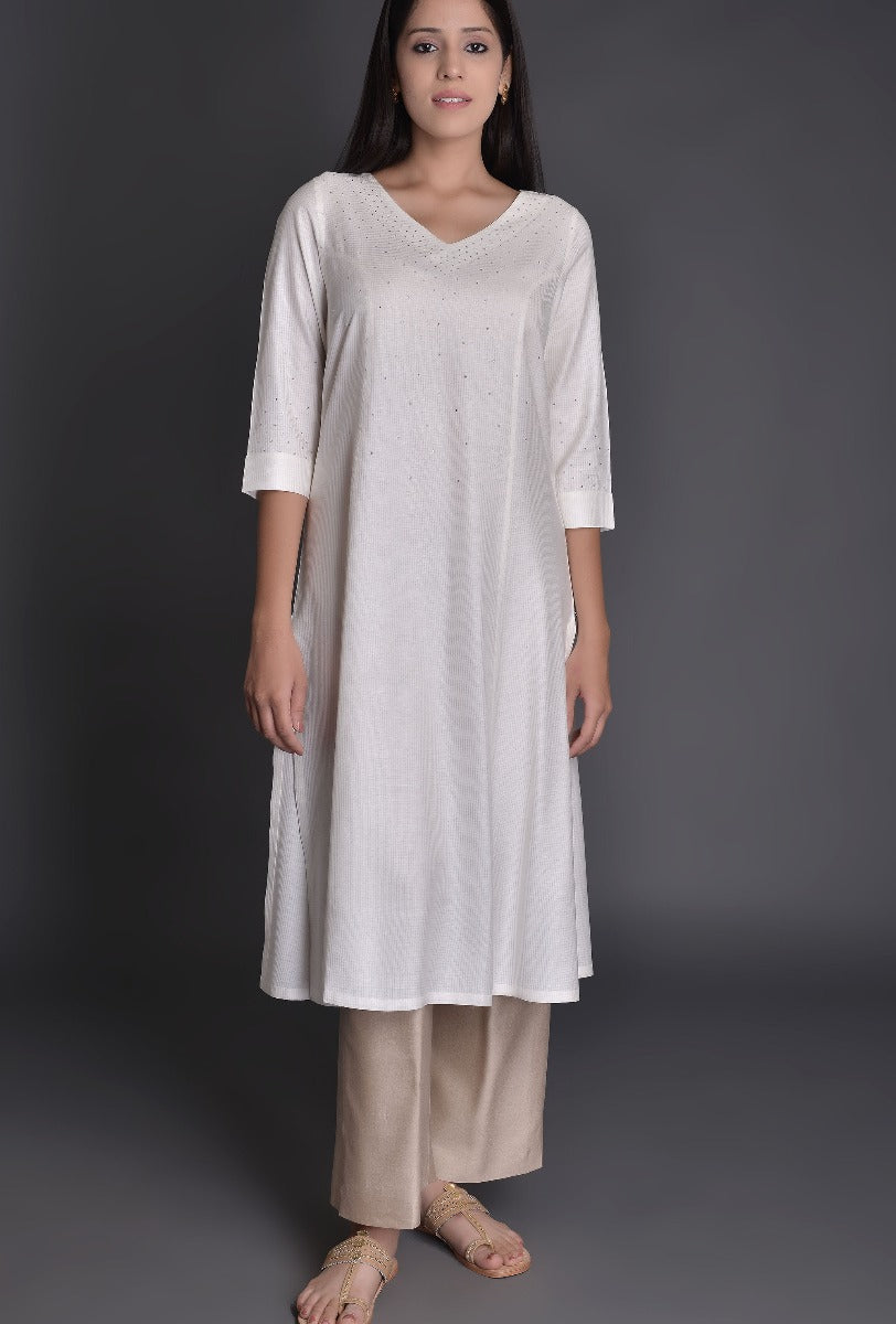 Offwhite Silk Kurta