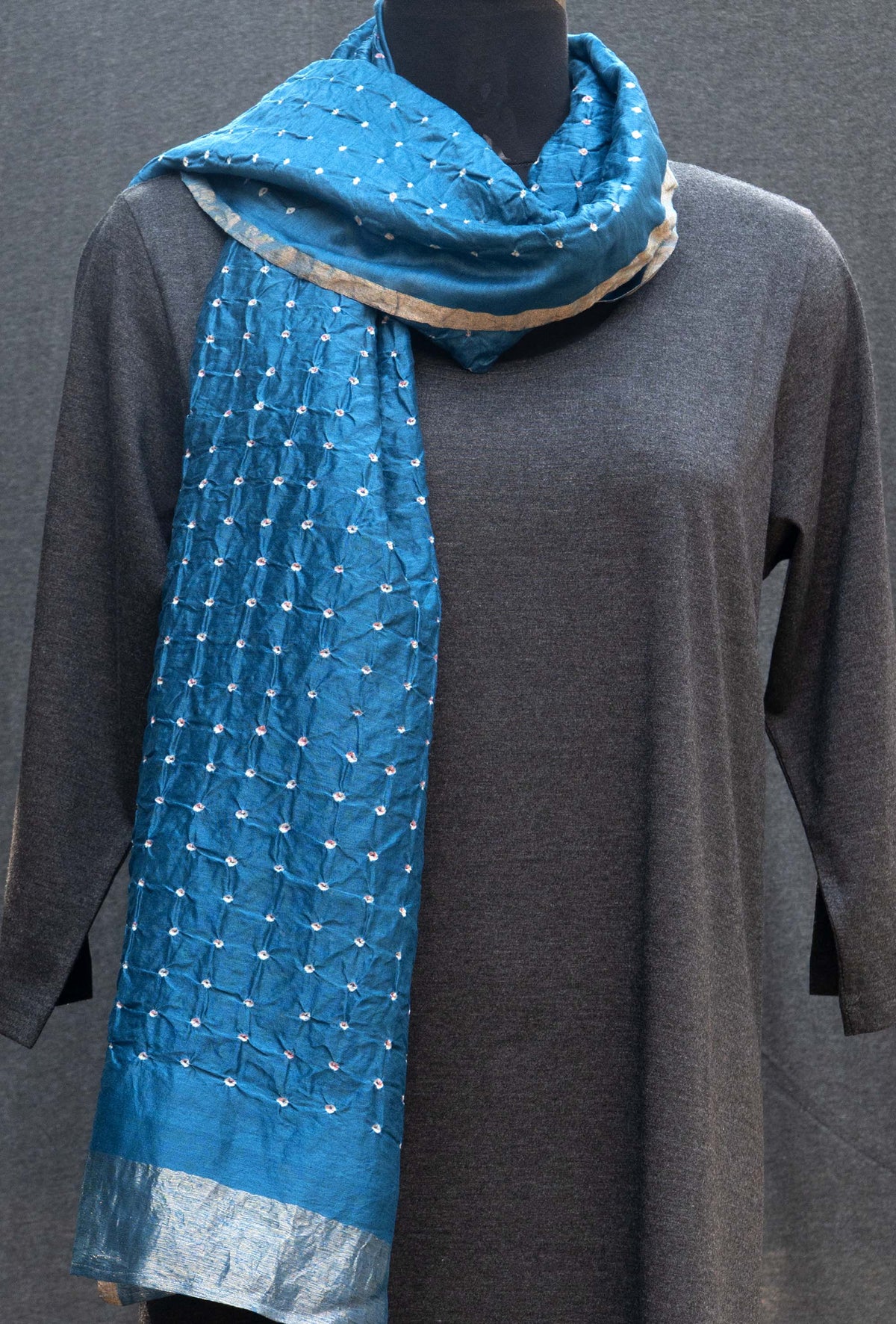 Blue Chanderi Silk Stole