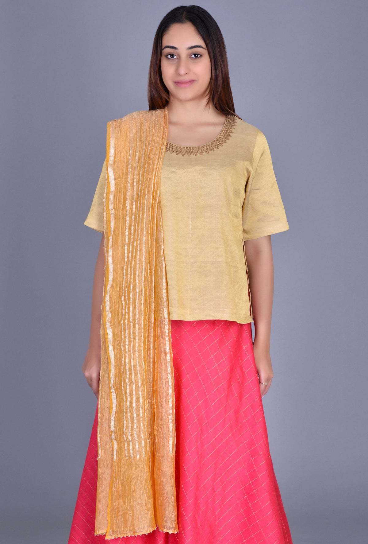 Mustard Tissue Benarasi Dupatta