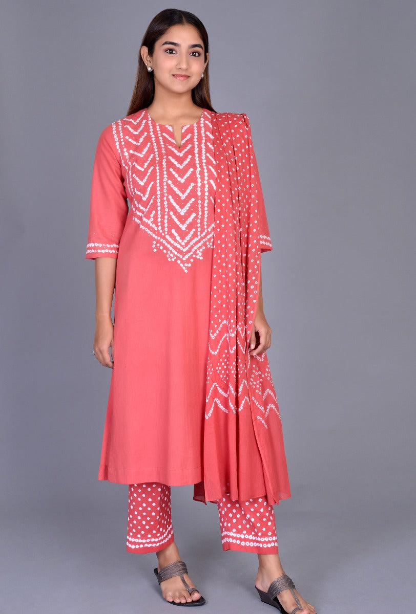 Cotton Bandhani Yoke Ensemble