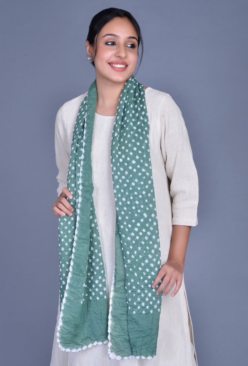 Green Bandhani Stole