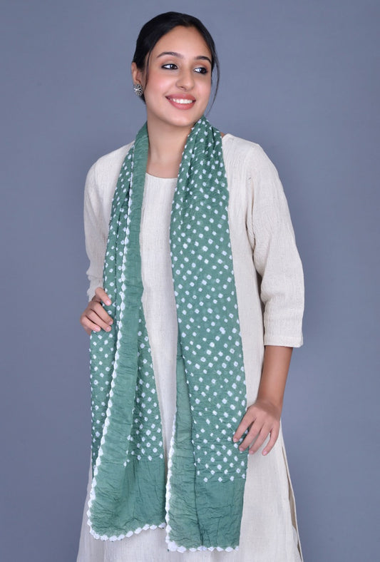 Green Bandhani Stole