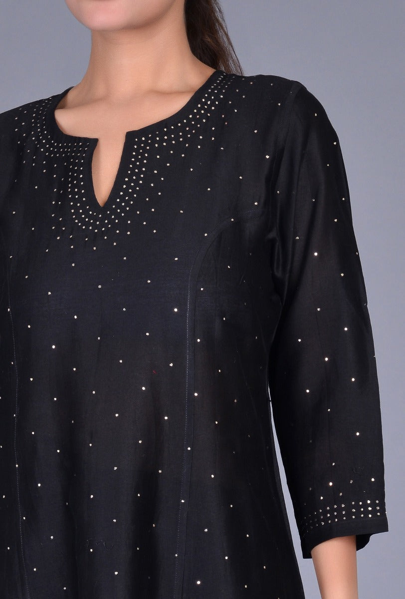Black Chanderi Ensemble with Mookesh