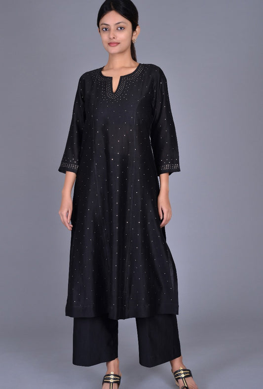 Black Chanderi Ensemble with Mookesh