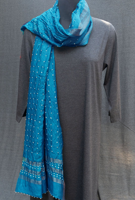 Blue Chanderi Silk Dupatta