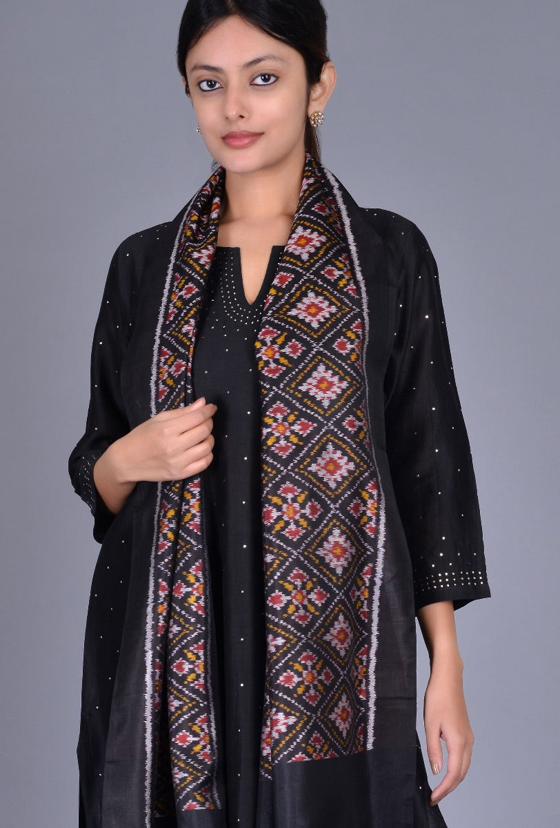 Black Chanderi Ensemble with Mookesh