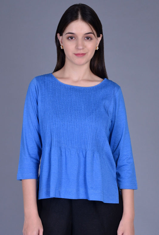 Knit Pintucks Boxy Tee