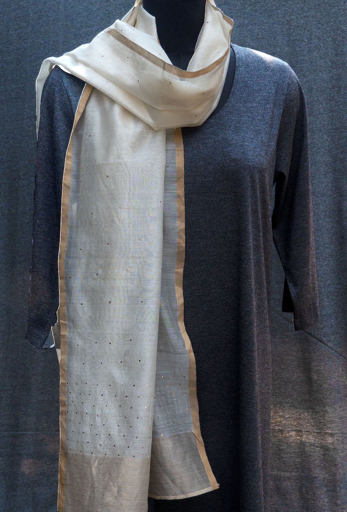 Off White Chanderi Silk Stole
