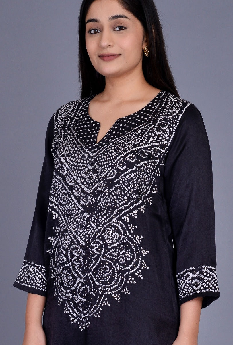 Black Silk Bandhani Ensemble