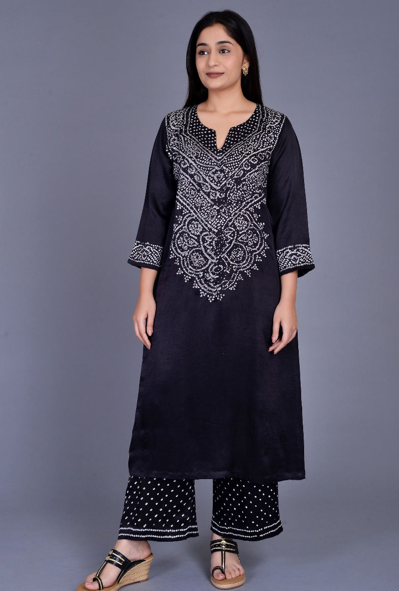 Black Silk Bandhani Ensemble