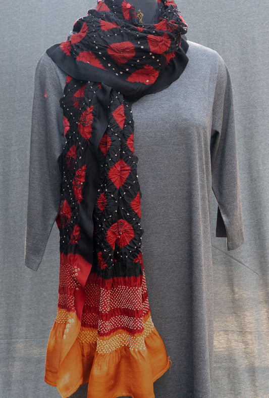 Black Gaji Silk Dupatta