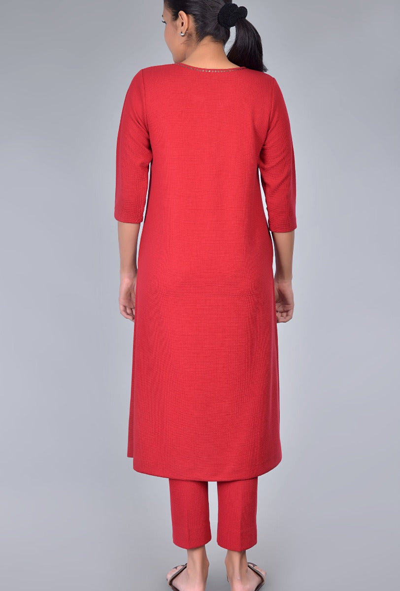 Knit Slit Neck Tunic Pants Set