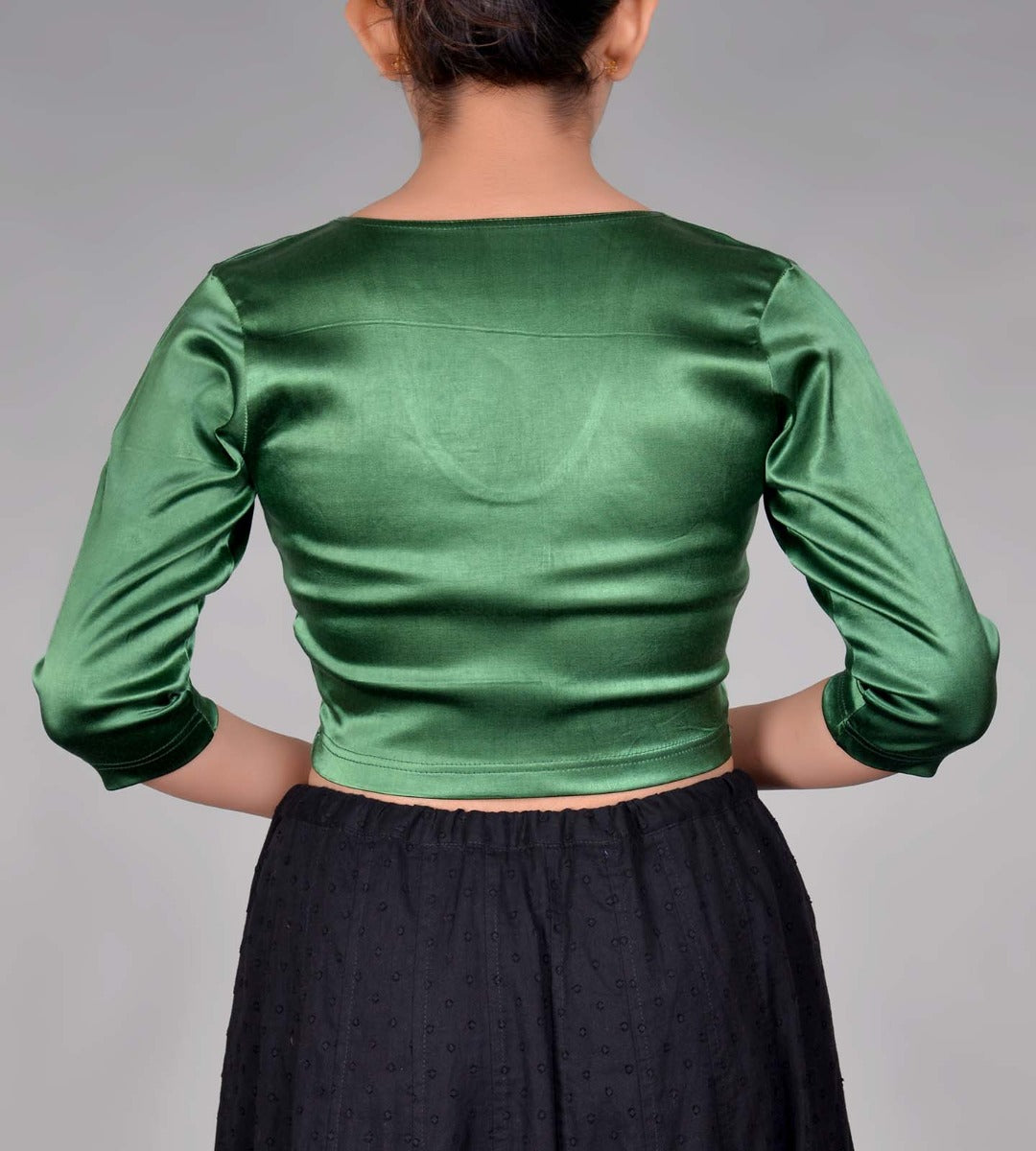 Satin Lycra Elbow Sleeve Choli