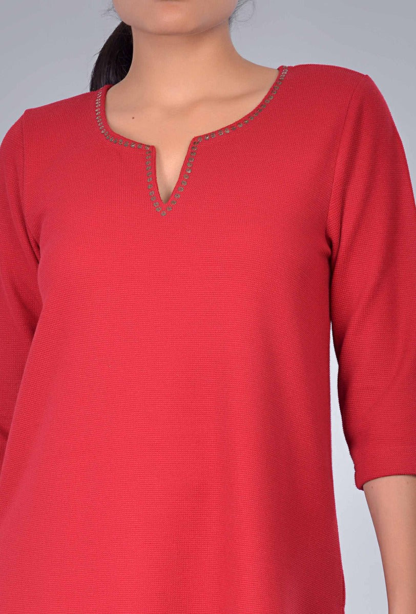 Knit Slit Neck Tunic Pants Set