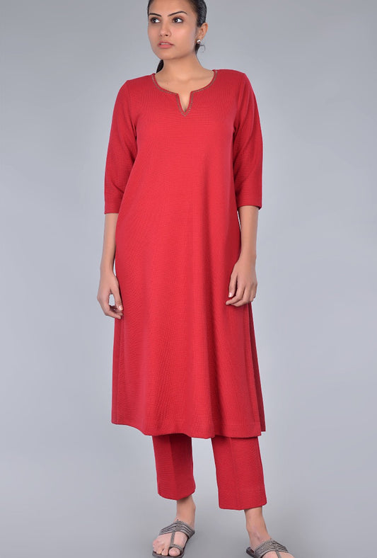 Knit Slit Neck Tunic Pants Set