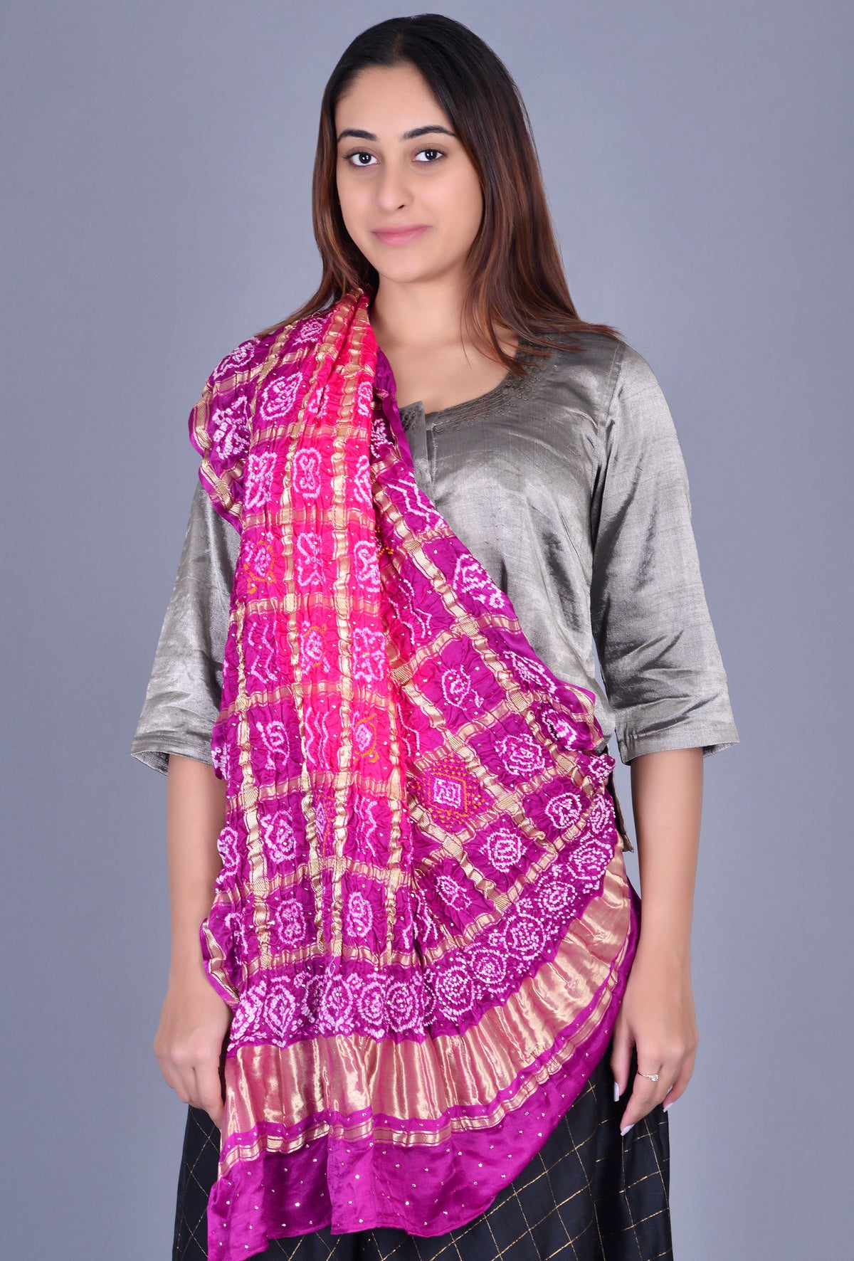 Pink, Purple Gharchola Dupatta