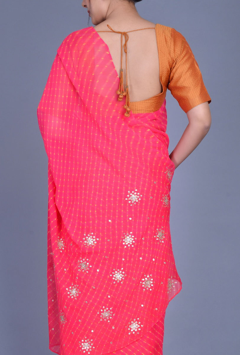 Red Georgette Motada Saree