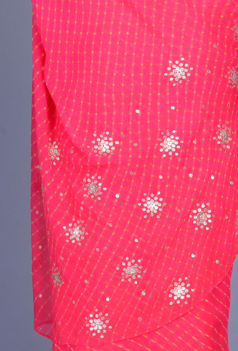 Red Georgette Motada Saree