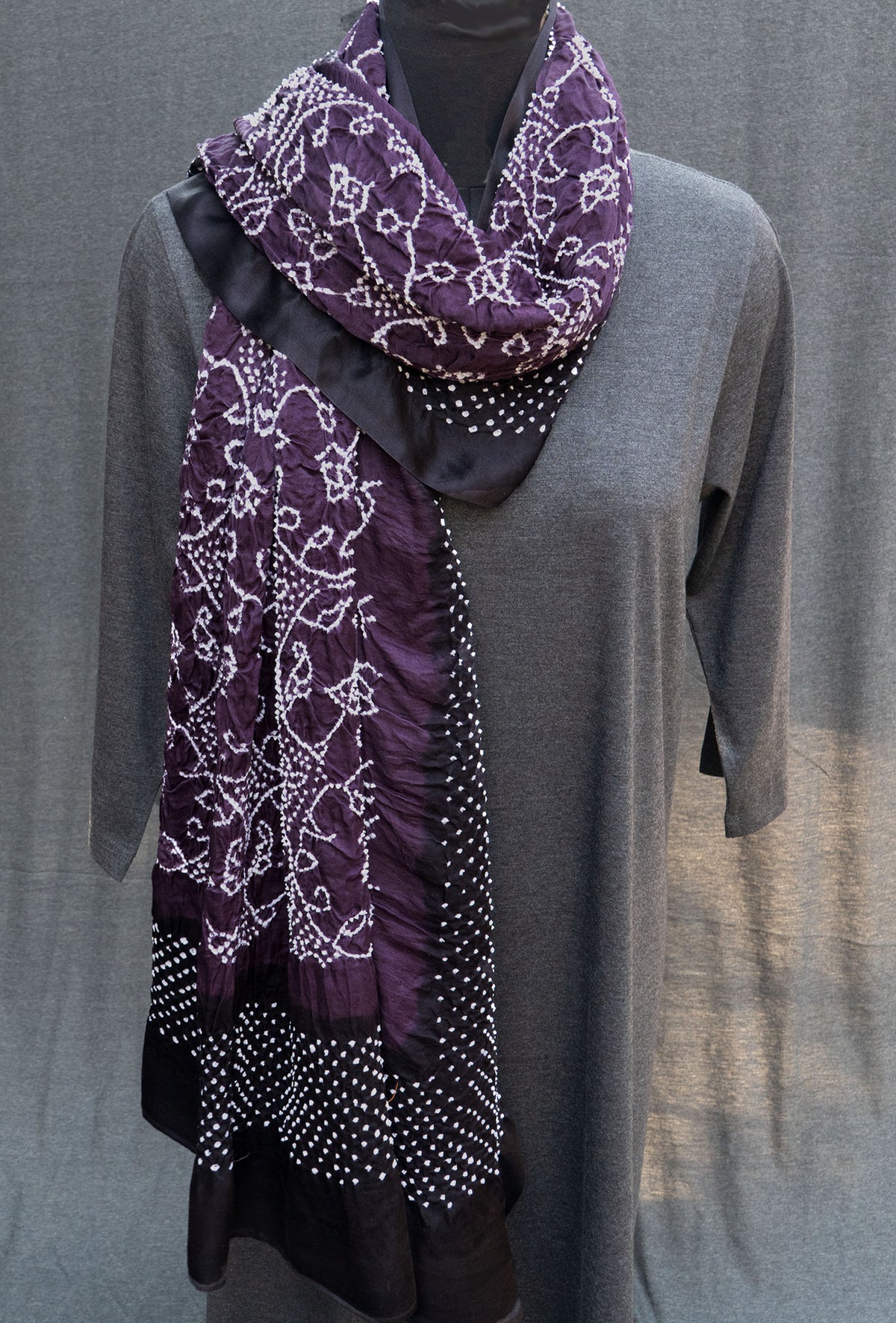 Deep Purple Gaji Silk Dupatta
