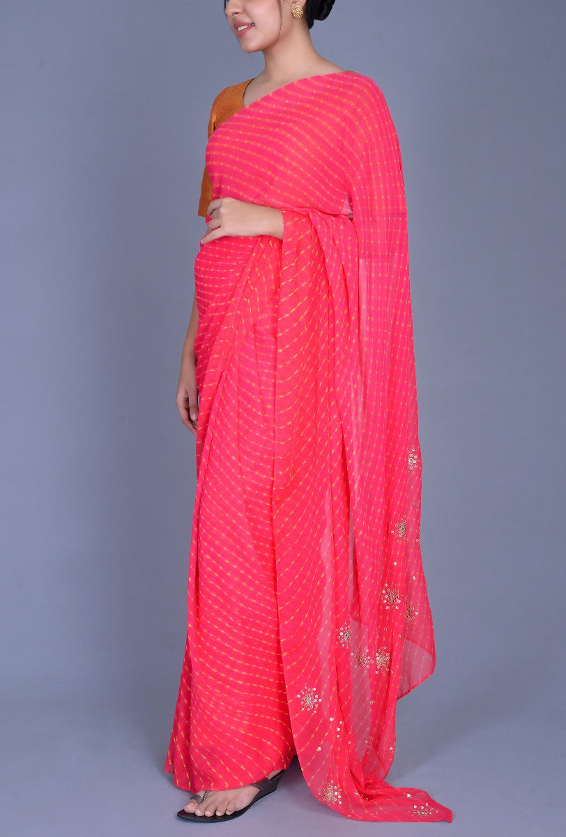 Red Georgette Motada Saree