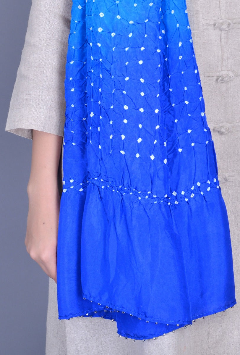 Blue Silk Bandhani Dupatta