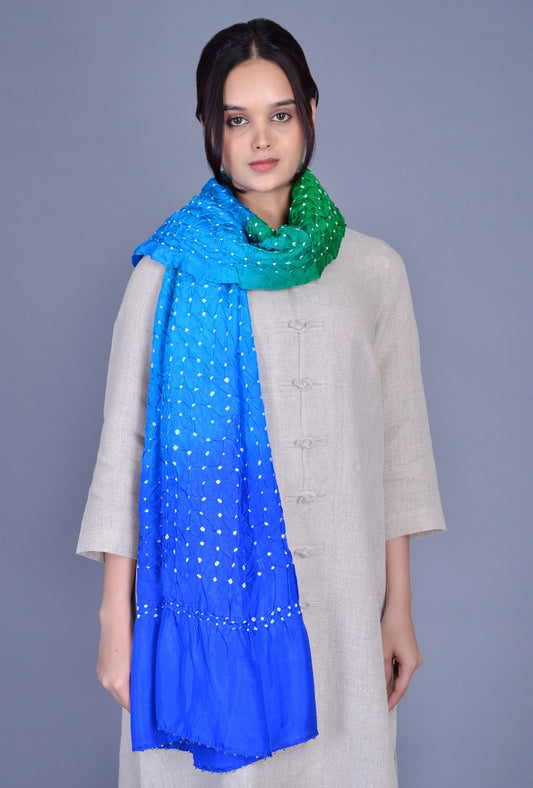 Blue Silk Bandhani Dupatta