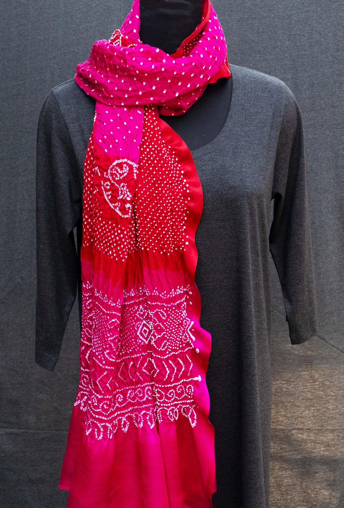Pink, Red Gaji silk Dupatta