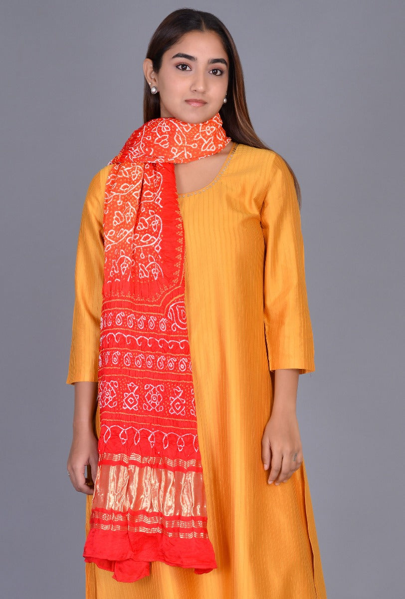 Yellow Cotton Silk Pintucks Ensemble with sequin