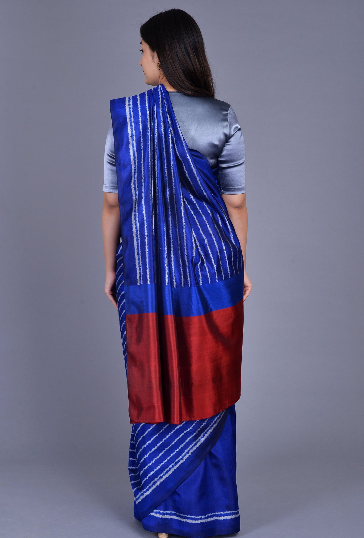 Blue-Maroon Silk Patola Saree