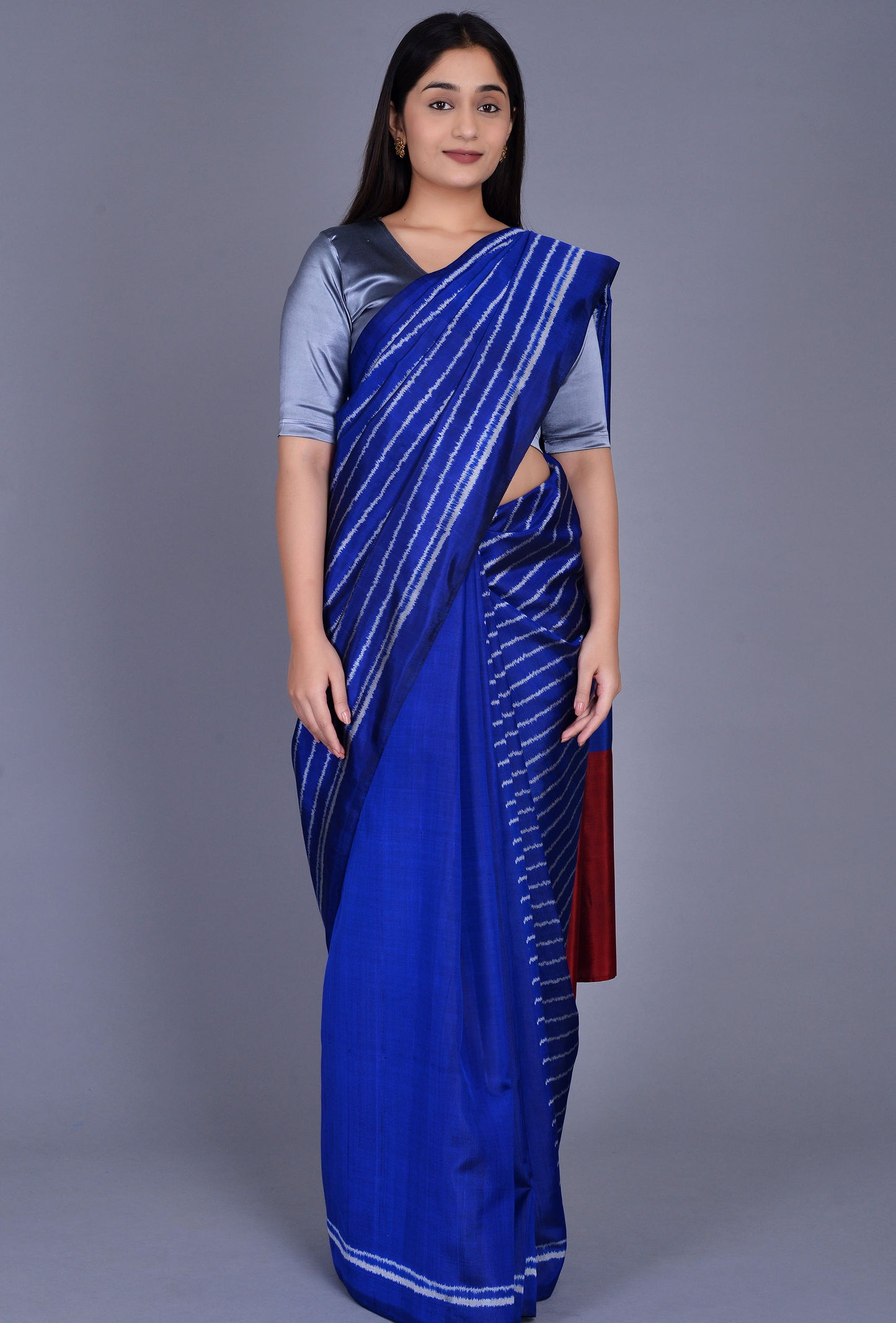 Blue-Maroon Silk Patola Saree