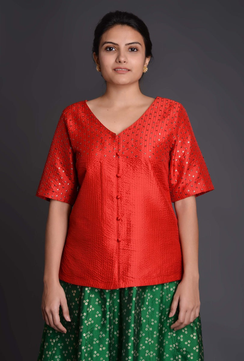 Crinkled Silk Blouse