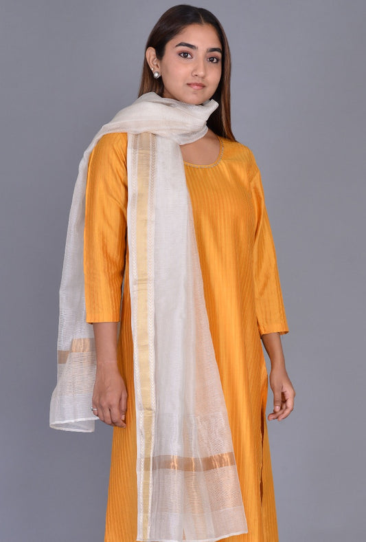 Off White cotton silk Dupatta