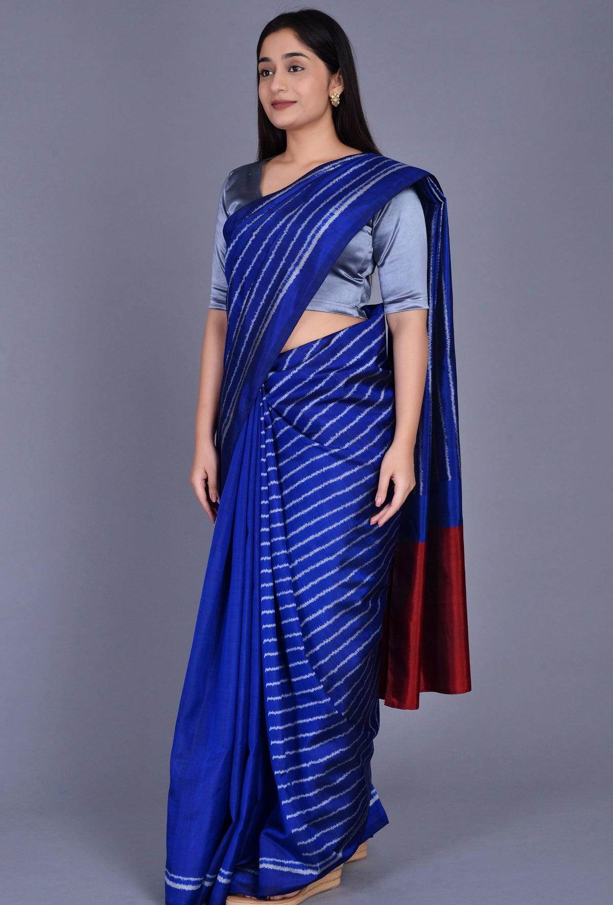 Blue-Maroon Silk Patola Saree