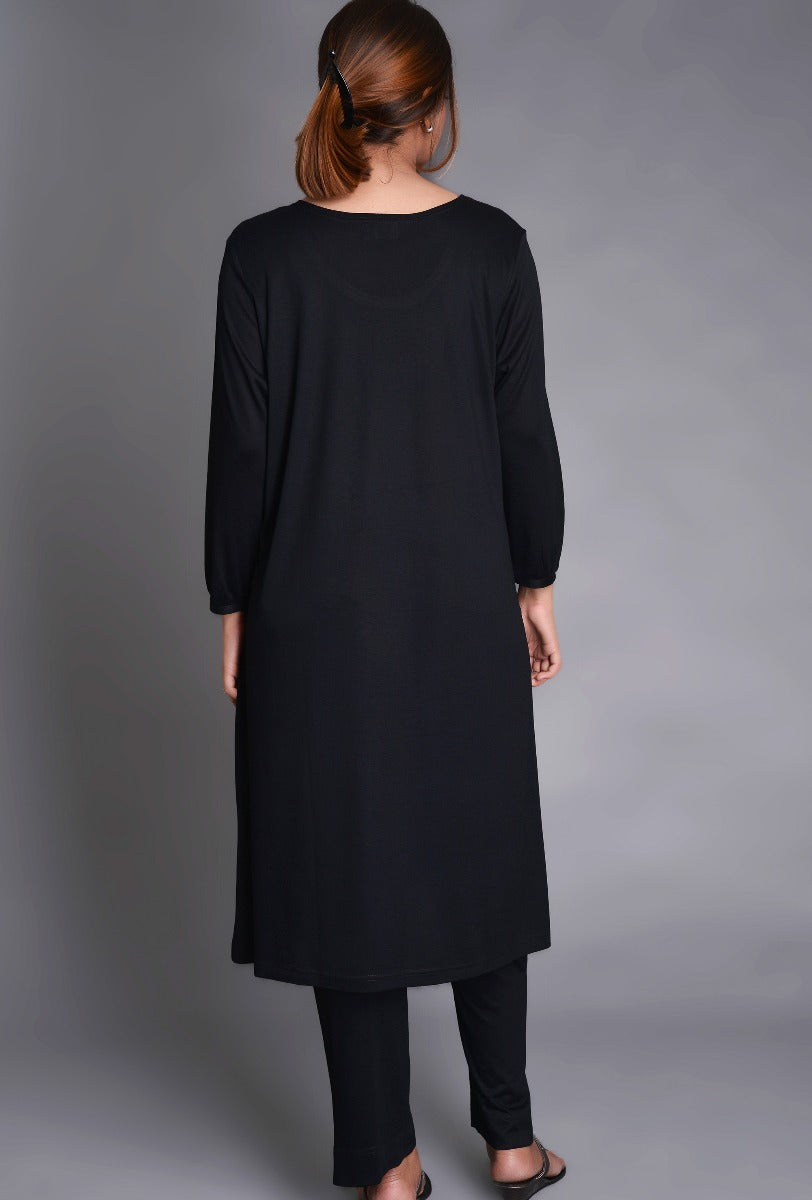 Black Knit Tunic Pants Ensemble