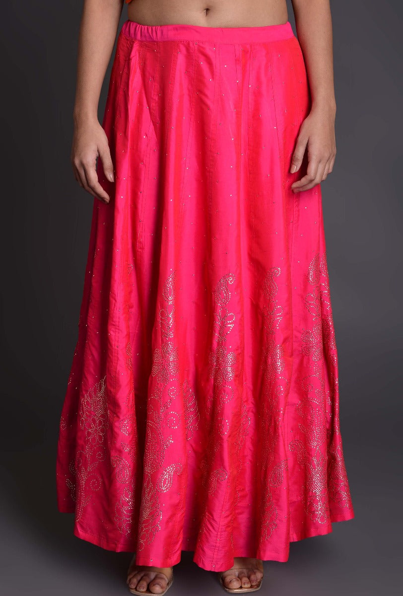 Pink Silk Mookesh Skirt