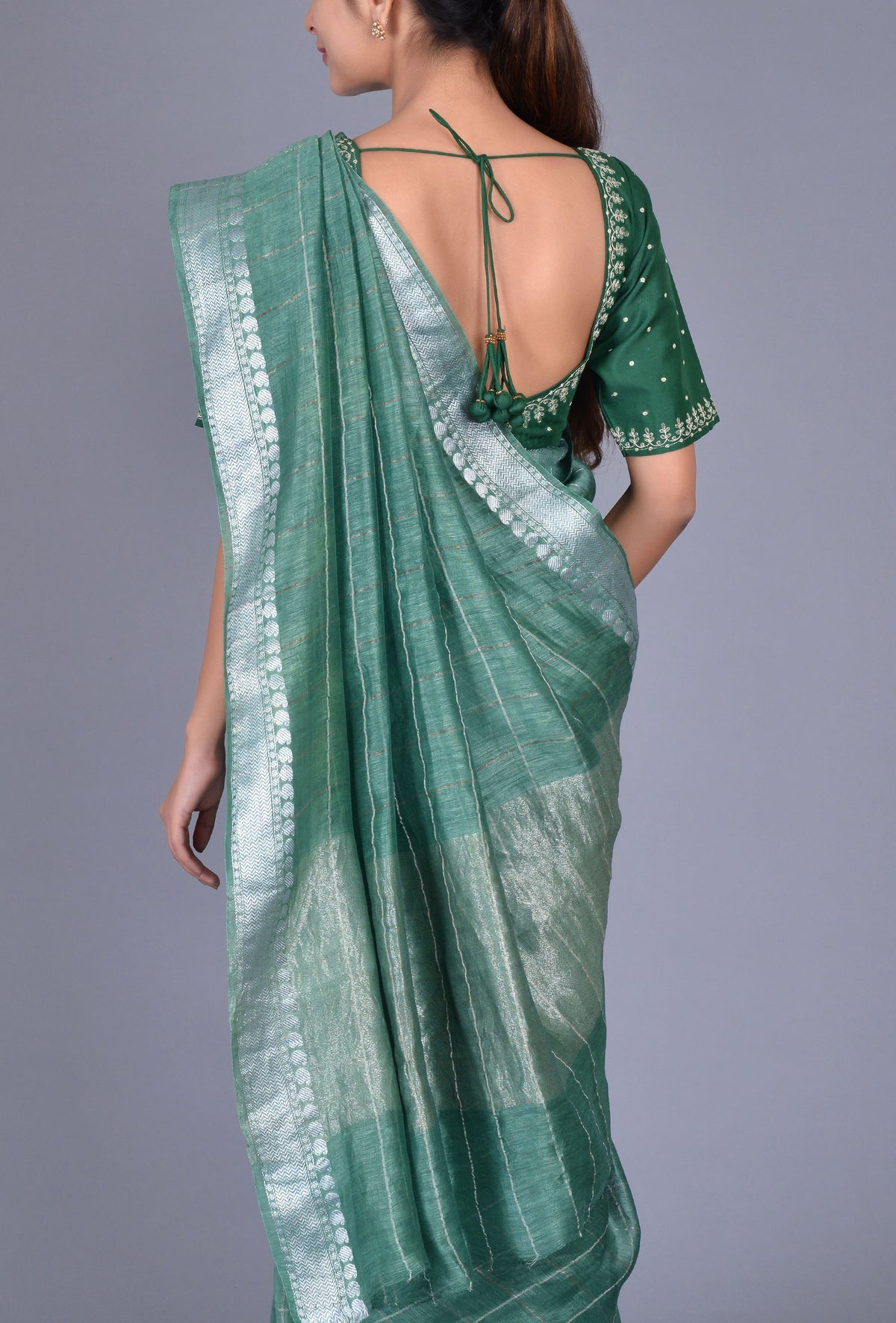 Green Linen Saree