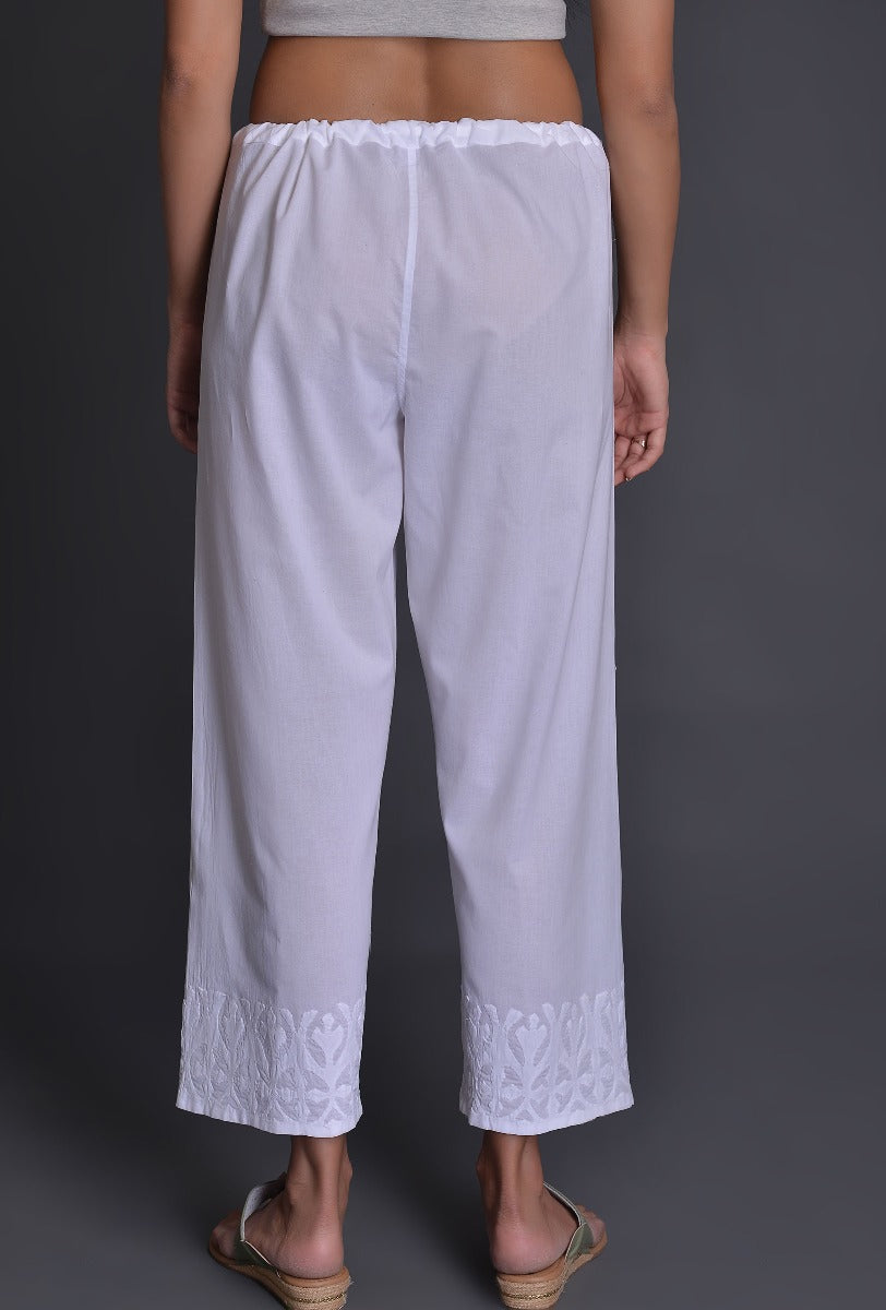White Applique Pants