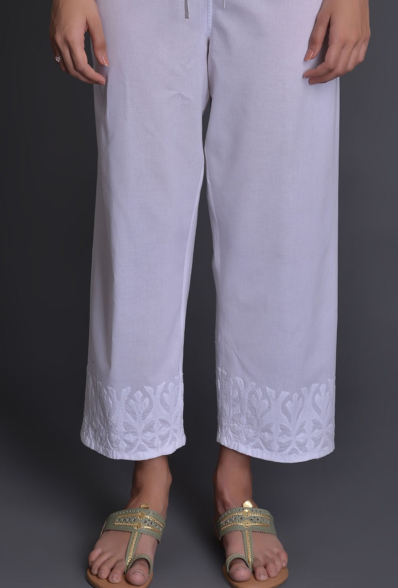 White Applique Pants