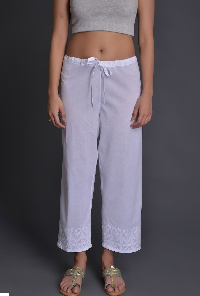 White Applique Pants