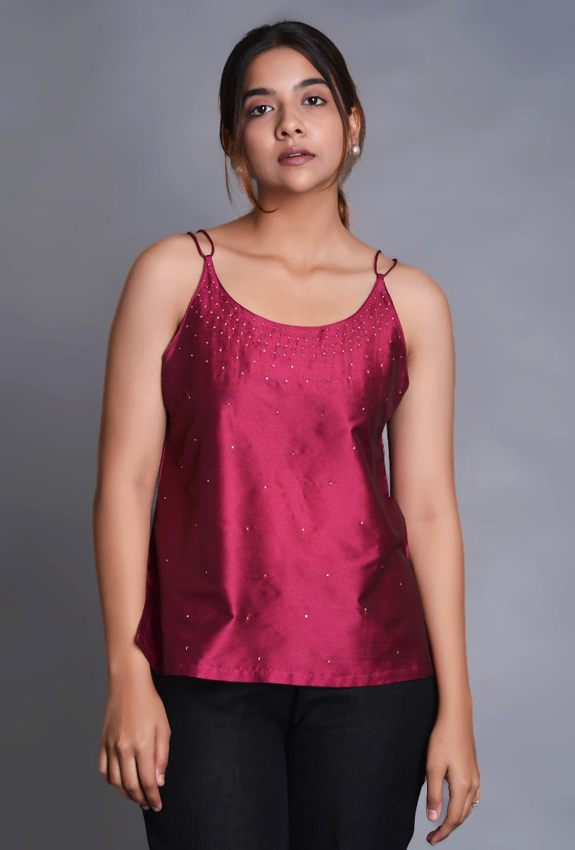 Magenta Silk Tank Top