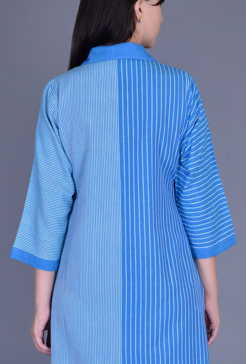 Front Open Striped Dress