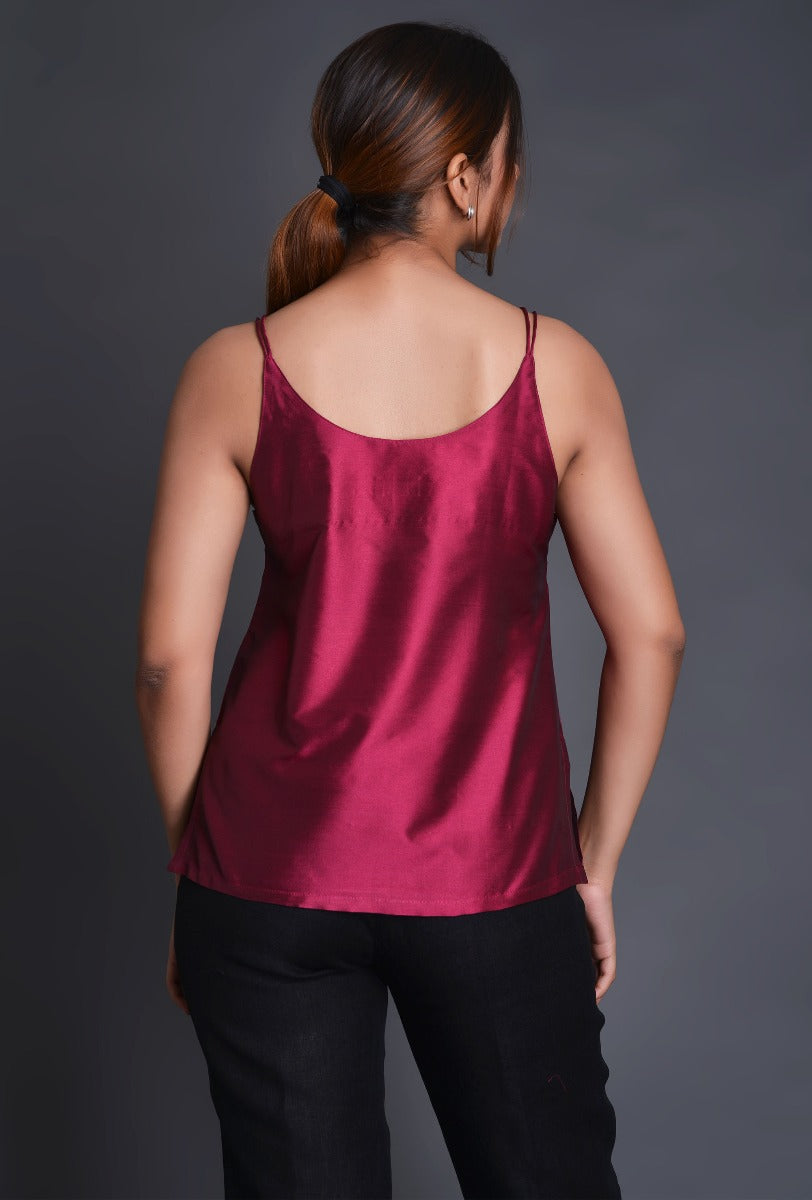 Magenta Silk Tank Top